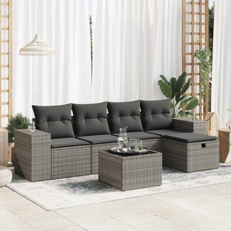 Set de muebles de jardín 6 pzas y cojines ratán sintético gris de , Conjuntos de jardín - Ref: Foro24-3325676, Precio: 374,29...