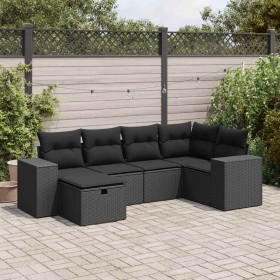 Set de sofás de jardín 6 piezas y cojines ratán sintético negro de , Conjuntos de jardín - Ref: Foro24-3325681, Precio: 435,9...