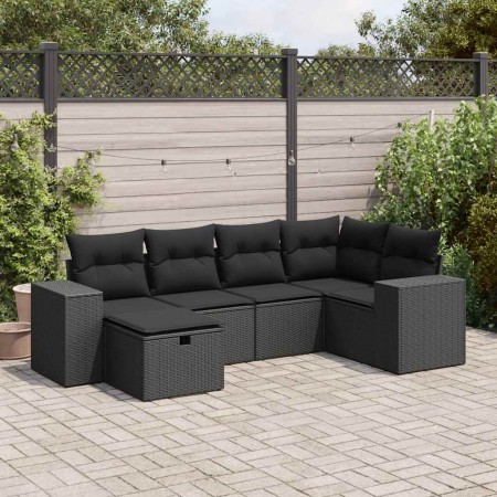 Set de sofás de jardín 6 piezas y cojines ratán sintético negro de , Conjuntos de jardín - Ref: Foro24-3325681, Precio: 435,9...