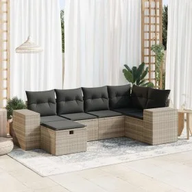 Set de sofás de jardín 6 pzas y cojines ratán sintético gris de , Conjuntos de jardín - Ref: Foro24-3325688, Precio: 440,62 €...