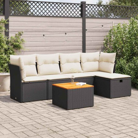 Set de sofás de jardín 6 piezas y cojines ratán sintético negro de , Conjuntos de jardín - Ref: Foro24-3325752, Precio: 337,1...