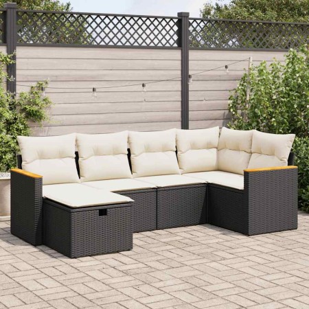 Set de sofás de jardín 6 piezas y cojines ratán sintético negro de , Conjuntos de jardín - Ref: Foro24-3325913, Precio: 370,8...