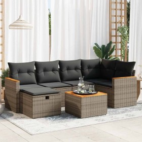Set de sofás de jardín 7 pzas con cojines ratán sintético gris de , Conjuntos de jardín - Ref: Foro24-3325924, Precio: 436,05...