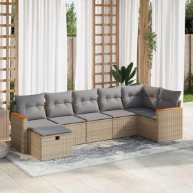 Set sofás de jardín 7 piezas y cojines ratán sintético beige de , Conjuntos de jardín - Ref: Foro24-3325930, Precio: 445,96 €...