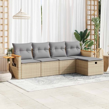 Juego de sofás jardín con cojines 5 pzas ratán sintético beige de , Conjuntos de jardín - Ref: Foro24-3325958, Precio: 344,87...