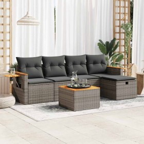 Set de muebles de jardín 6 pzas y cojines ratán sintético gris de , Conjuntos de jardín - Ref: Foro24-3325966, Precio: 366,44...