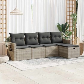 Set de sofás jardín y cojines 5 pzas ratán sintético gris claro de , Conjuntos de jardín - Ref: Foro24-3325468, Precio: 319,3...