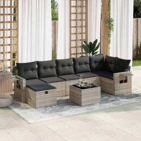 Set de sofás de jardín 8 pzas y cojines ratán sintético gris de , Conjuntos de jardín - Ref: Foro24-3325518, Precio: 518,61 €...