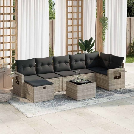 Set de sofás de jardín 8 pzas y cojines ratán sintético gris de , Conjuntos de jardín - Ref: Foro24-3325518, Precio: 518,61 €...
