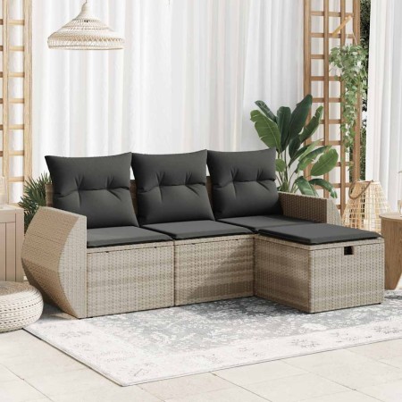 Set de sofás de jardín 4 pzas y cojines ratán sintético gris de , Conjuntos de jardín - Ref: Foro24-3325558, Precio: 282,18 €...