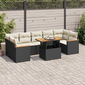 Set sofás jardín y cojines 7 pzas ratán sintético acacia negro de , Conjuntos de jardín - Ref: Foro24-3327458, Precio: 523,05...