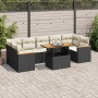 Set sofás jardín y cojines 7 pzas ratán sintético acacia negro de , Conjuntos de jardín - Ref: Foro24-3327458, Precio: 523,05...