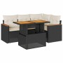 Set sofás jardín y cojines 5 pzas ratán sintético acacia negro de , Conjuntos de jardín - Ref: Foro24-3327479, Precio: 362,55...
