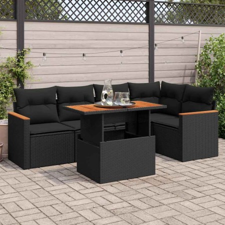 Set sofás jardín y cojines 5 pzas ratán sintético acacia negro de , Conjuntos de jardín - Ref: Foro24-3327485, Precio: 470,63...