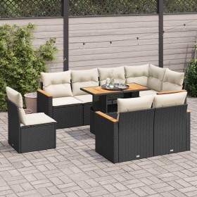 Set sofás jardín y cojines 9 pzas ratán sintético acacia negro de , Conjuntos de jardín - Ref: Foro24-3327500, Precio: 607,23...