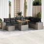 Set sofás jardín y cojines 9 pzas ratán sintético acacia gris de , Conjuntos de jardín - Ref: Foro24-3327413, Precio: 608,03 ...