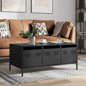 Mesa de centro acero laminado en frío negro 101,5x50x43,5 cm de , Mesas de centro - Ref: Foro24-851268, Precio: 104,91 €, Des...