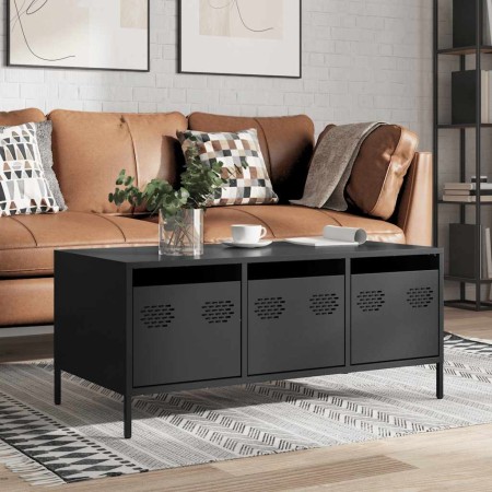 Mesa de centro acero laminado en frío negro 101,5x50x43,5 cm de , Mesas de centro - Ref: Foro24-851268, Precio: 106,61 €, Des...