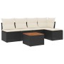 Set de sofás de jardín 6 piezas y cojines ratán sintético negro en Conjuntos de jardín | Comprar online en Foru.es