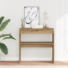 Mesa consola madera de ingeniería roble artesanal 80x30x80 cm de , Mesas auxiliares - Ref: Foro24-856625, Precio: 49,21 €, De...