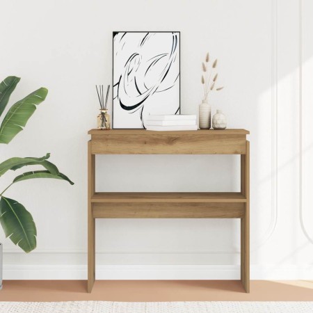 Mesa consola madera de ingeniería roble artesanal 80x30x80 cm de , Mesas auxiliares - Ref: Foro24-856625, Precio: 49,21 €, De...