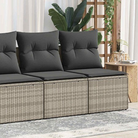 Set sofás jardín y cojines 4 pzas ratán sintético acacia gris de , Conjuntos de jardín - Ref: Foro24-3325248, Precio: 113,99 ...