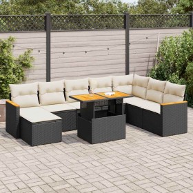 Set sofás jardín y cojines 9 pzas ratán sintético acacia negro de , Conjuntos de jardín - Ref: Foro24-3327521, Precio: 555,00...