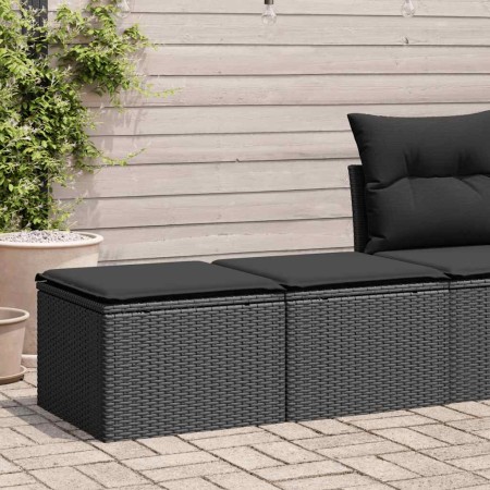 Set sofás jardín y cojines 2 pzas ratán sintético acacia negro de , Conjuntos de jardín - Ref: Foro24-3328658, Precio: 88,56 ...