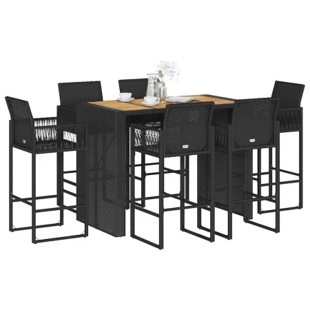 Set bar jardín sin cojines 7 pzas ratán sintético acacia negro de , Conjuntos de jardín - Ref: Foro24-3328892, Precio: 737,35...