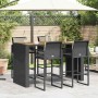 Set bar jardín con cojines 5 pzas ratán sintético acacia negro de , Conjuntos de jardín - Ref: Foro24-3328901, Precio: 589,16...