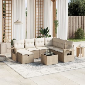 Juego de sofás de jardín con cojines beige 8 pzas ratán PE de , Conjuntos de jardín - Ref: Foro24-3263844, Precio: 520,18 €, ...