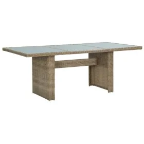 Mesa de comedor jardín vidrio y ratán PE marrón 200x100x74 cm de vidaXL, Mesas de jardín - Ref: Foro24-310142, Precio: 243,68...