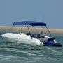 Marineblaue 4-Bogen-Bimini-Markise, 243 x (230–244) x 137 cm von vidaXL, Aufbewahrungsabdeckungen für Boote - Ref: Foro24-931...