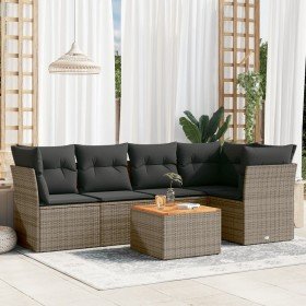 Set de muebles de jardín 6 pzas y cojines ratán sintético gris en Conjuntos de jardín | Comprar online en Foru.es