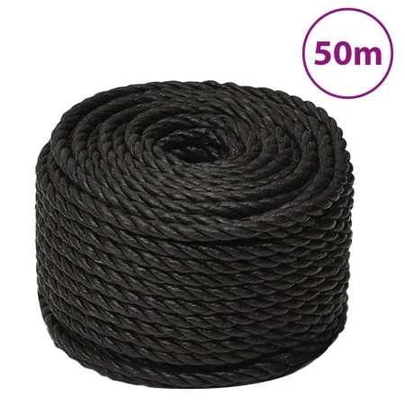 Cuerda de trabajo polipropileno negro 16 mm 50 m de , Sogas y cuerdas metálicas - Ref: Foro24-153026, Precio: 38,38 €, Descue...