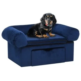Sofá para perros con cajón felpa azul 75x50x38 cm de , Camas para perros - Ref: Foro24-171080, Precio: 109,77 €, Descuento: %