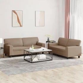 Juego de sofás 2 piezas cuero sintético capuchino de , Sofás - Ref: Foro24-3201918, Precio: 479,24 €, Descuento: %