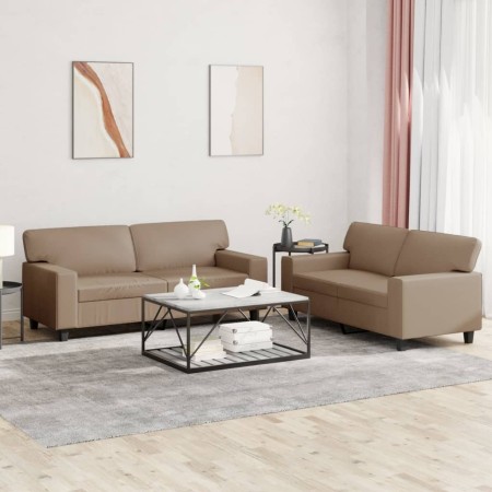 Juego de sofás 2 piezas cuero sintético capuchino de , Sofás - Ref: Foro24-3201918, Precio: 491,04 €, Descuento: %