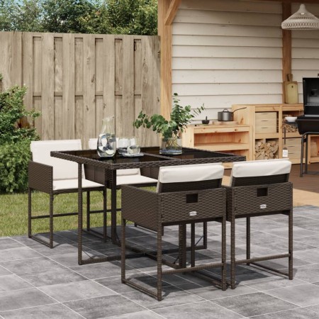 Set comedor de jardín 5 piezas y cojines ratán sintético marrón de , Conjuntos de jardín - Ref: Foro24-3211257, Precio: 255,0...