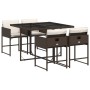 Set comedor de jardín 5 piezas y cojines ratán sintético marrón de , Conjuntos de jardín - Ref: Foro24-3211257, Precio: 255,0...