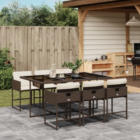 Set comedor de jardín 7 pzas con cojines ratán sintético marrón de , Conjuntos de jardín - Ref: Foro24-3211269, Precio: 381,0...