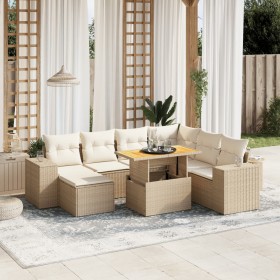 Juego de sofás de jardín con cojines beige 8 pzas ratán PE de , Conjuntos de jardín - Ref: Foro24-3275942, Precio: 570,71 €, ...