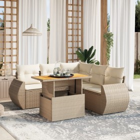 Juego de sofás jardín con cojines 6 pzas ratán sintético beige de , Conjuntos de jardín - Ref: Foro24-3272192, Precio: 470,42...