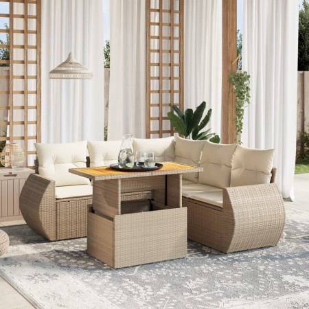 Juego de sofás jardín con cojines 6 pzas ratán sintético beige de , Conjuntos de jardín - Ref: Foro24-3272192, Precio: 470,42...