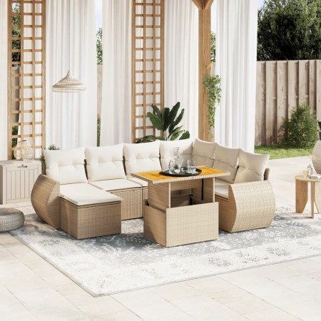 Juego de sofás de jardín con cojines beige 8 pzas ratán PE de , Conjuntos de jardín - Ref: Foro24-3272311, Precio: 565,07 €, ...