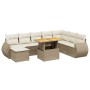 Set de sofás de jardín 9 pzas con cojines ratán sintético beige de , Conjuntos de jardín - Ref: Foro24-3272332, Precio: 630,0...