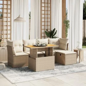 Juego de sofás jardín con cojines 6 pzas ratán sintético beige by , Garden sets - Ref: Foro24-3275466, Price: 428,68 €, Disco...