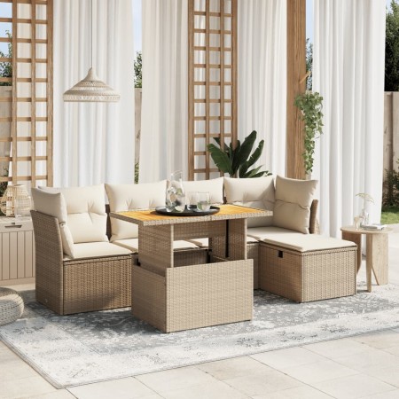 Juego de sofás jardín con cojines 6 pzas ratán sintético beige de , Conjuntos de jardín - Ref: Foro24-3275466, Precio: 412,78...