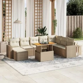 Set de sofás de jardín 9 pzas con cojines ratán sintético beige de , Conjuntos de jardín - Ref: Foro24-3275627, Precio: 647,7...