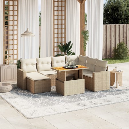 Juego de sofás de jardín con cojines beige 8 pzas ratán PE de , Conjuntos de jardín - Ref: Foro24-3275606, Precio: 546,19 €, ...